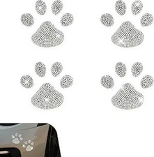 4PCS Bling Dog Paw Sticker, Glitter Bling Rhinestone Self Adhesive Crystal Windo