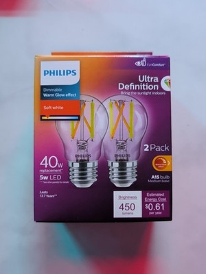 Philips Ultra Definition Warm Glow 40W Equivalent Soft White A15 Medium LED