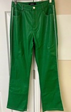 AKIRA Green Faux Leather Flared Pants w/ Pockets Women s Size M
