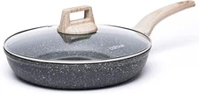 Non Stick Frying Pan Skillet Glass Lid,Egg Pan Omelet Pans,Classic Granite,10-In