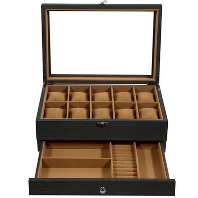 6-8-10-12 Slot Watch Box Solid Wood Watch Display Case Glass Lid Watch Holder