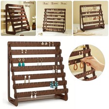 Earring Display Stand Wood Organizer Stud Earring Tower Jewelry Fish Hook Holder