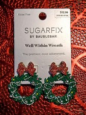 Sugarfix By BaubleBar Christmas Earrings "Well Within Wreath" Holiday Cute Rare