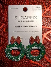 Sugarfix By BaubleBar Christmas Earrings "Well Within Wreath" Holiday Cute Rare
