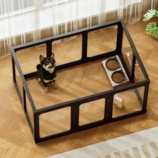 Acrylic Dog Playpen Indoor 10-Panel Plastic Puppy Playpen Door Clear Small Pet C