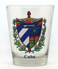 CUBA COAT OF ARMS SHOT GLASS SHOTGLASS