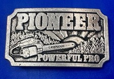 Pioneer Powerful Pro Chainsaw Saw Logging Lumberjack Rare Belt Buckle