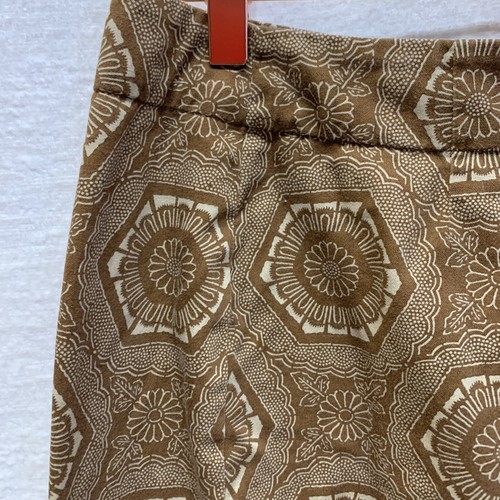 Liz Claiborne Wrap Skirt 12 Petite (30x22) Brown Cotton Geometric Art Lizsport - Picture 3 of 12