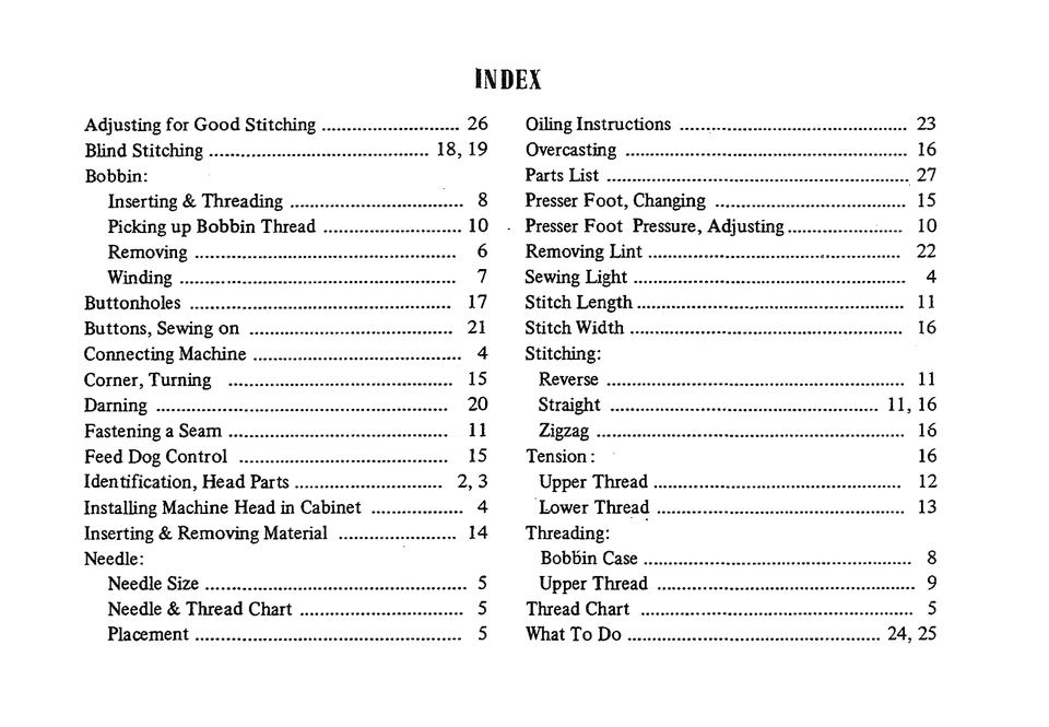 Kenmore Model 1203 1207 1217 Zig Zag Sewing Machine Instructions Manual  52882 - Image 2 of 2