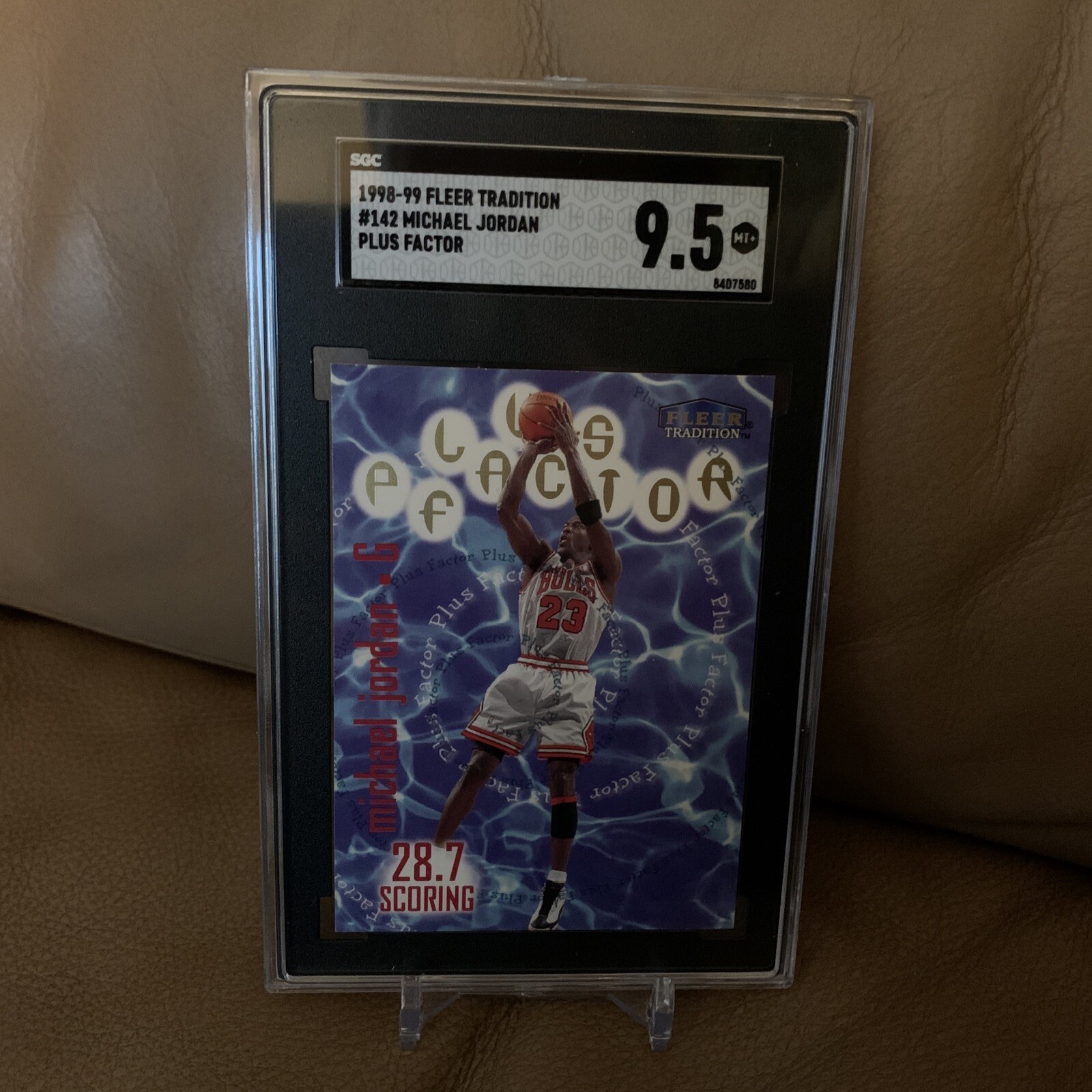 1998 Fleer Tradition #142 Michael Jordan PLUS FACTOR  Chicago Bulls SGC 9.5 MT+