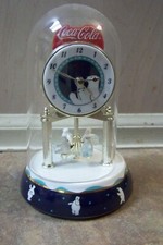COCA-COLA Polar Bear Dome Clock Rotating Bears