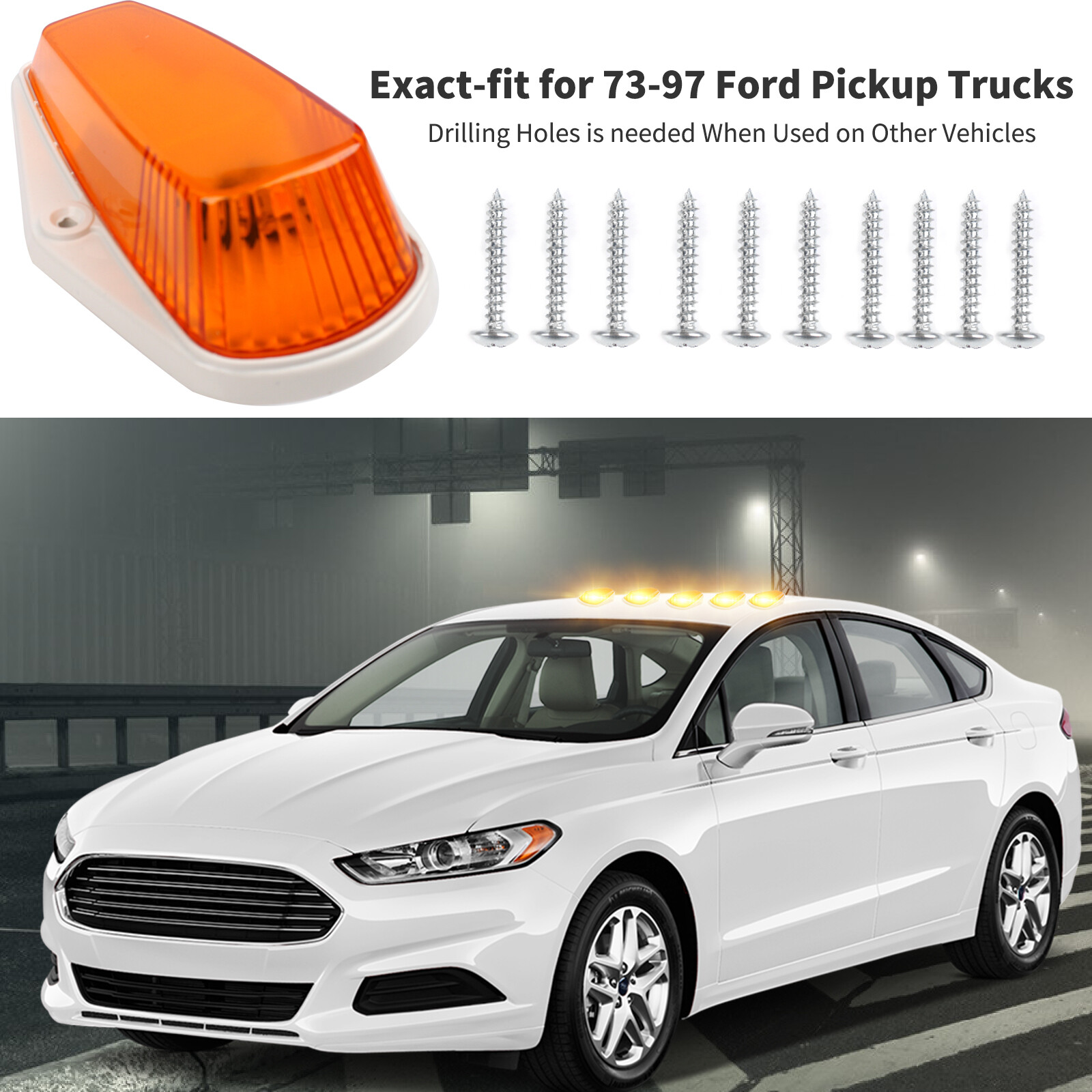 5Pcs For FORD F150 F250 F350 19731997 Roof Top Cab Lights Amber marker