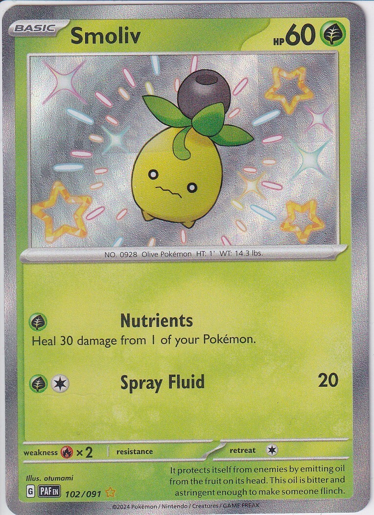 Smoliv - 102/091 Baby Shiny Paldean Fates - Pokémon TCG - NM/MINT