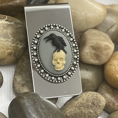 Raven Black Crow Skull Gothic  Money Clip Stainless Steel UNIQUE Quality Wedding