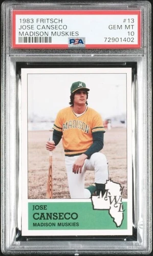 1983 Fritsch Madison Muskies Jose Canseco #13 PSA 10 - 1st LICENSED & MiLB CARD!