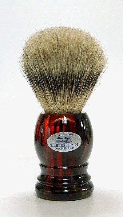 Hans Baier high quality shaving brush real badger hair silvertip Havanna Germany