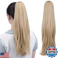 HSPJHTM Ponytail Extensions,Blonde Claw Clip Hair Extensions for Women Straig