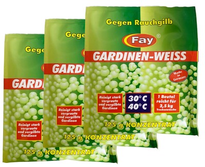 12 x Fay Gardinen-Weiss Konzentrat 125g, Aufheller, Waschpulver, Waschmittel
