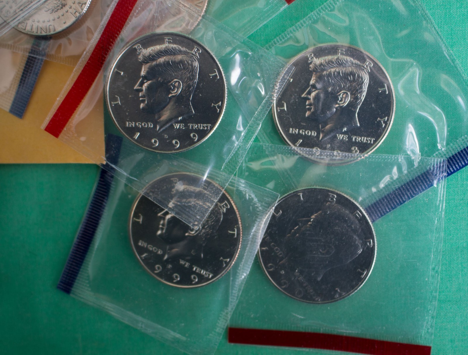 1990 - 1999 P and D Kennedy Half Dollar 20 BU Coins UNC Mint Set 50c ...