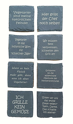 BBQ Grill Schieferuntersetzer mit Sprüche lustig Party Geschenk