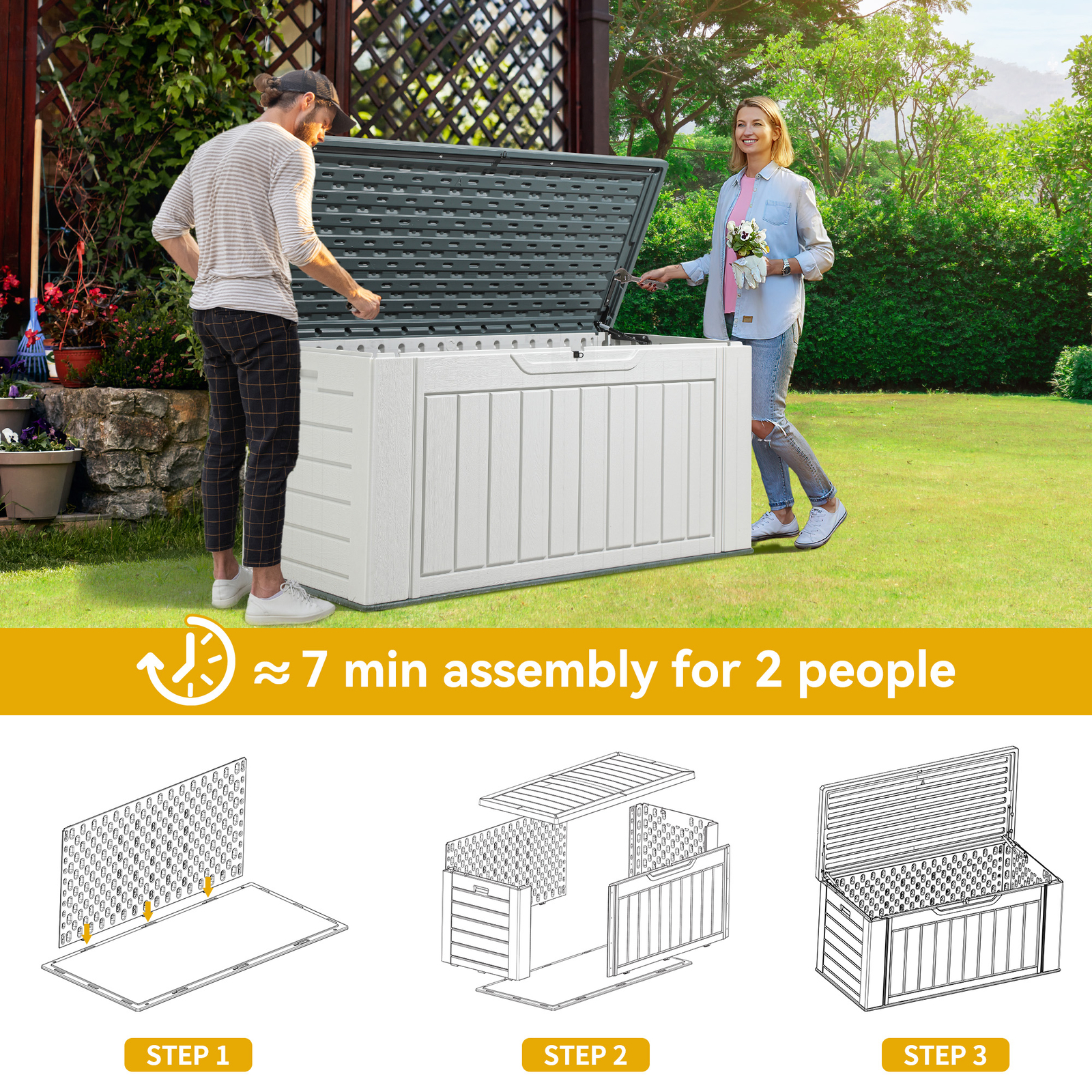 160 Gallon Large Deck Box Outdoor Storage Box for Patio Furniture