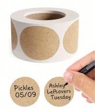 500pcs Natural Kraft Circle Adhesive Labels – Ideal for Item Classification-NEW