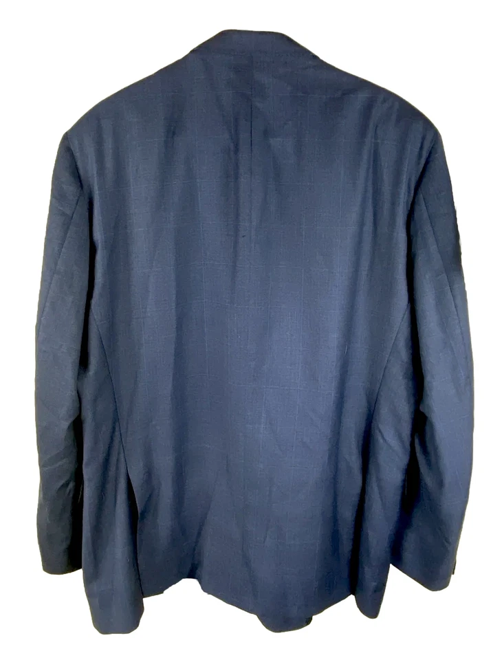 Peter Millar Blazer Mens 48T Virgin Wool Blue Plaid Dress Coat 2 Button Jacket - Image 2 of 4