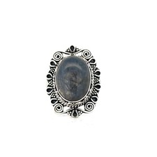 Sterling Silver Labradorite Ring Size 9.25 -Stone 1/2 x 3/4 Inch