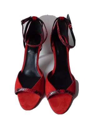 BA&SH Wildleder und rote Python High Heels Sandalen - Gr. 41 - Bash