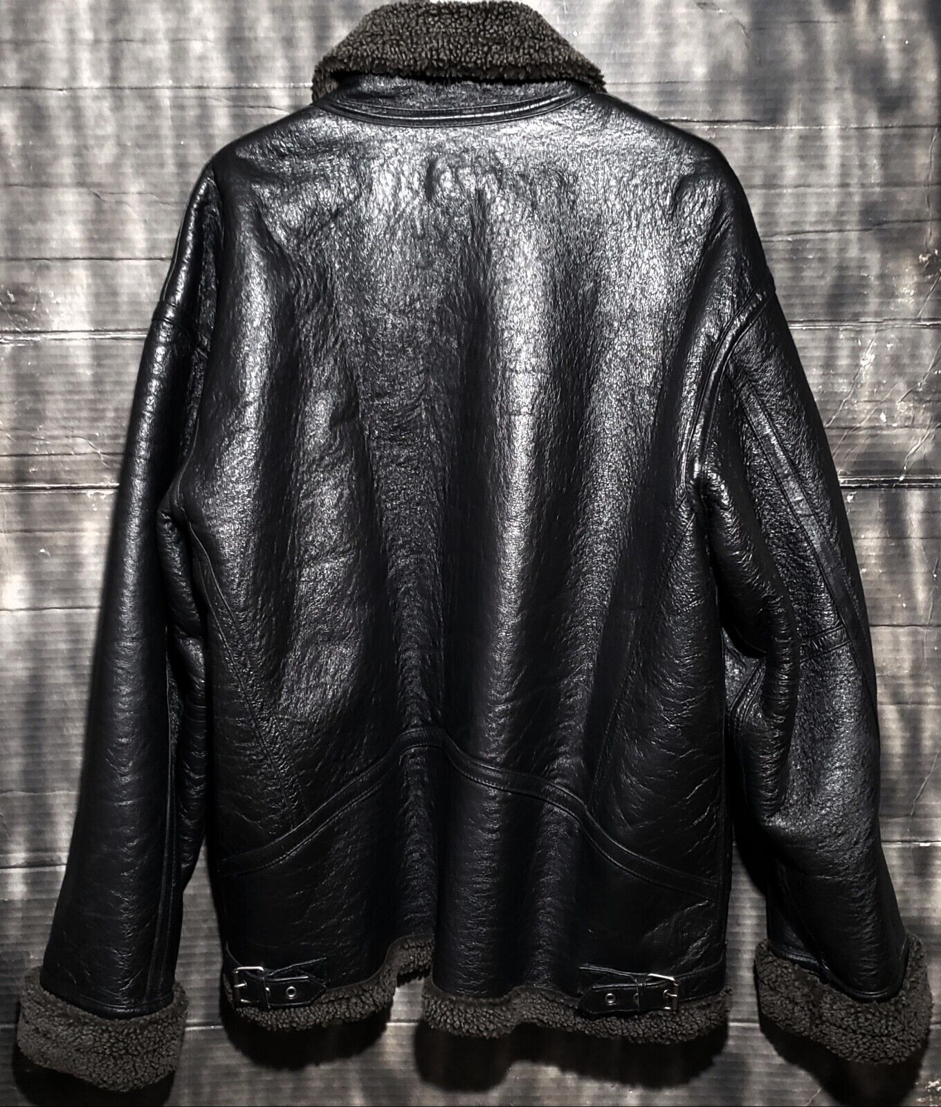 Vtg Wilson's Pebble  Leather Sherpa Lined Bomber … - image 6