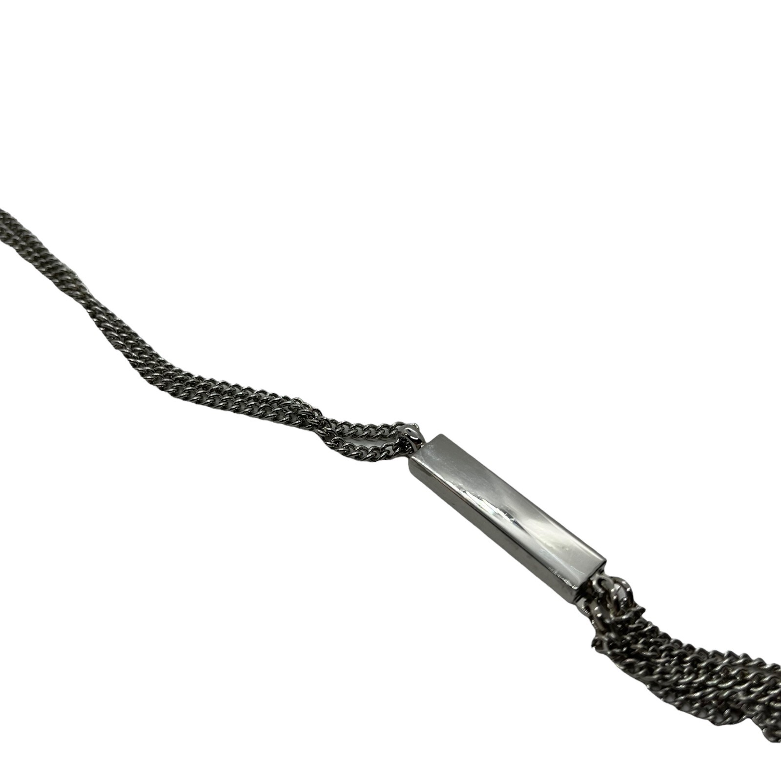 Chain Necklace Silver Tone Rectangular Tassel Pen… - image 7