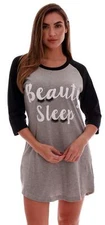 Just Love 100% Cotton Sleep Dress for Women Baseball Sleeve Nightshirt
