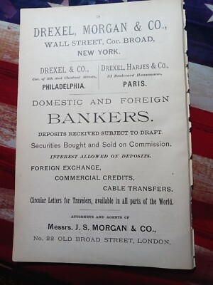 1889 Print Ad ~ DREXEL MORGAN & COMPANY domestic And Foreign Bankers Securities 