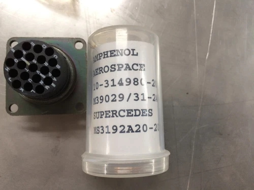 Lot of 12 Amphenol Mill std no MS3122E14-19PY connector with set of 20 pins