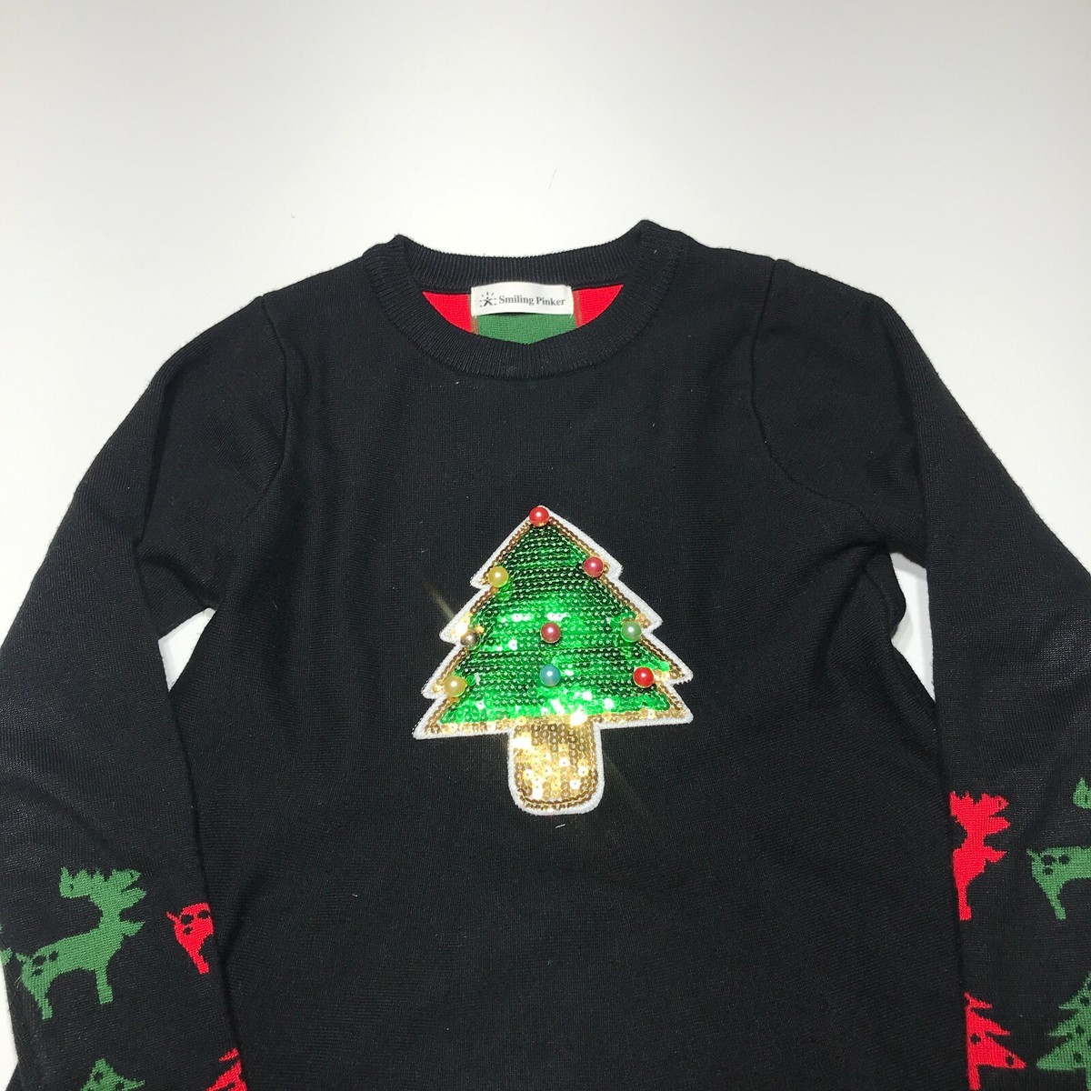Smiling Pinker Sweater Dress Girls Size 160/7-8Y Christmas Sequined Knit Black Smiling Pinker Sweater Dress Girls Size 160/7-8Y Christmas Sequined Knit Black