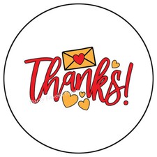 THANK YOU THANKS HEART ENVELOPE SEALS LABELS STICKERS PARTY FAVORS