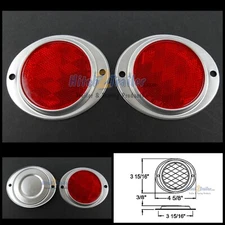 (2) Red 3" Round Truck Semi Trailer Mail Box Reflex Reflectors / Aluminum Base