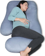 Almohada Embarazo en U 57'' Soporte Cuerpo Completo con Funda Gris