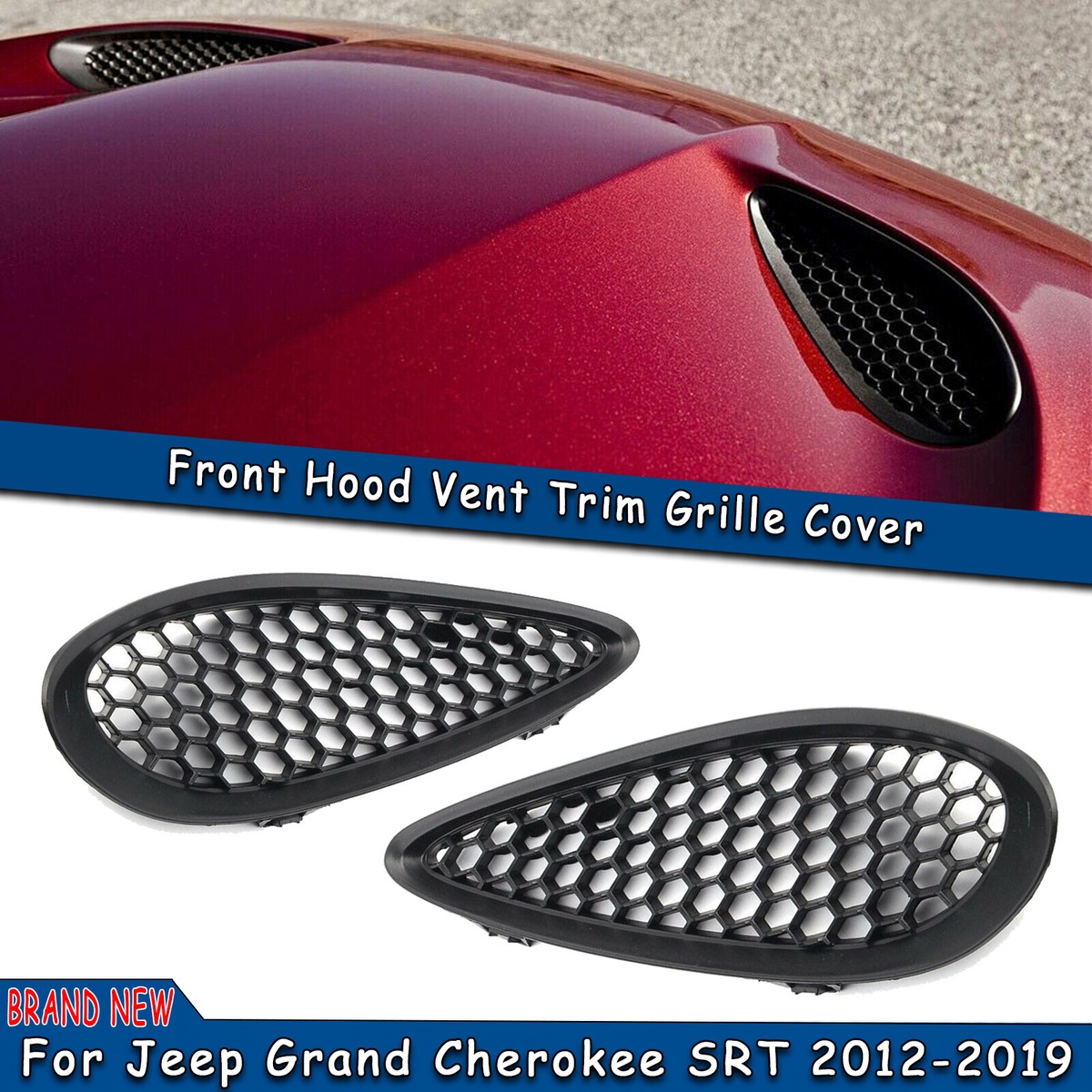 1Pair Front Hood Vent Trim Bezel For Jeep Grand Cherokee SRT 2012
