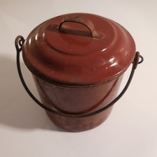 Vintage Enamel Metal Worker Pot 1930 1950 Design XX Century PN France N3077