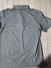 Lululemon Golf Polo Shirt Men's Large Blue Striped Performance Short Sleeve