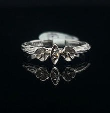 10K WG Dainty Diamond Ring w/ Flower Accents - Size 6.25 - Estate Jewelry #E416