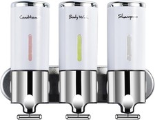 Shampoo and Conditioner Dispenser,Shower Soap Dispenser 3 Chamber No Drill Shamp