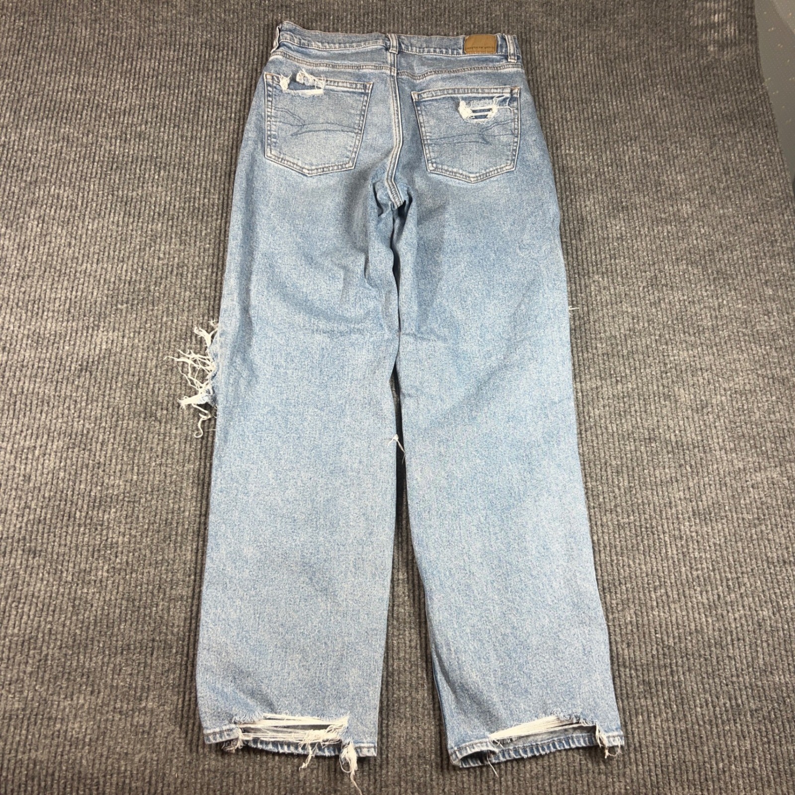 American Eagle Jeans Women's 8 Super High-Rise Baggy Straight Distressed Blue