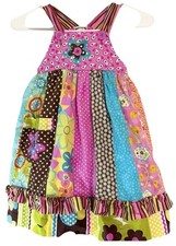 Sweetie Pies Handmade Boutique Dress - Multicolor Sz L/4-6x Colorful  Cute 