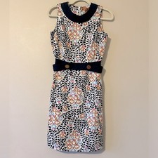 Tory Burch 100% Linen Colorful Shift Dress Size 2