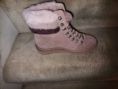 Splendid Evita Womens Black Suede Faux Fur Hiking Boots Size 8.5