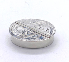 Tolle Pillendose echt 925er Silber Snuff Box mit 2 F&auml;chern floral verziert