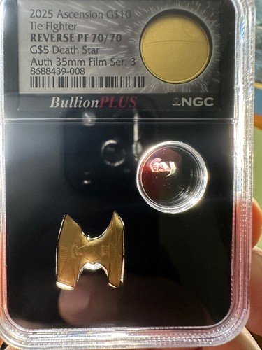 Star Wars Tie Fighter 1/4 oz Gold PF70 & 1/10th Gold Death Star PF70 BullionPLUS