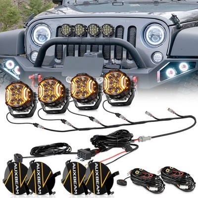 4PCS AUXBEAM 3'' Side Shooter LED Driving Light Pods OffRoad FOG Lights Amber DRL